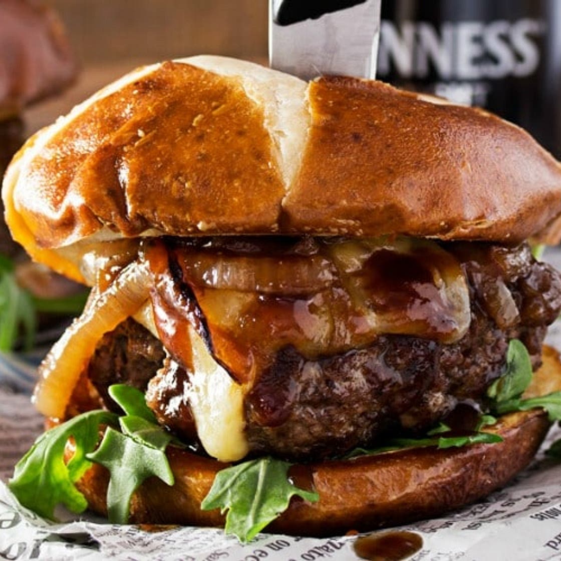Whiskey Glazed Blue Cheese Burgers