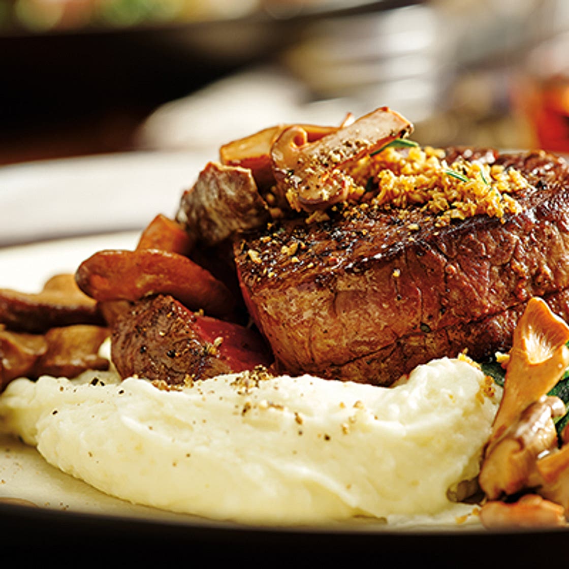 Beef with Whisky Mushroom Cream Sauce