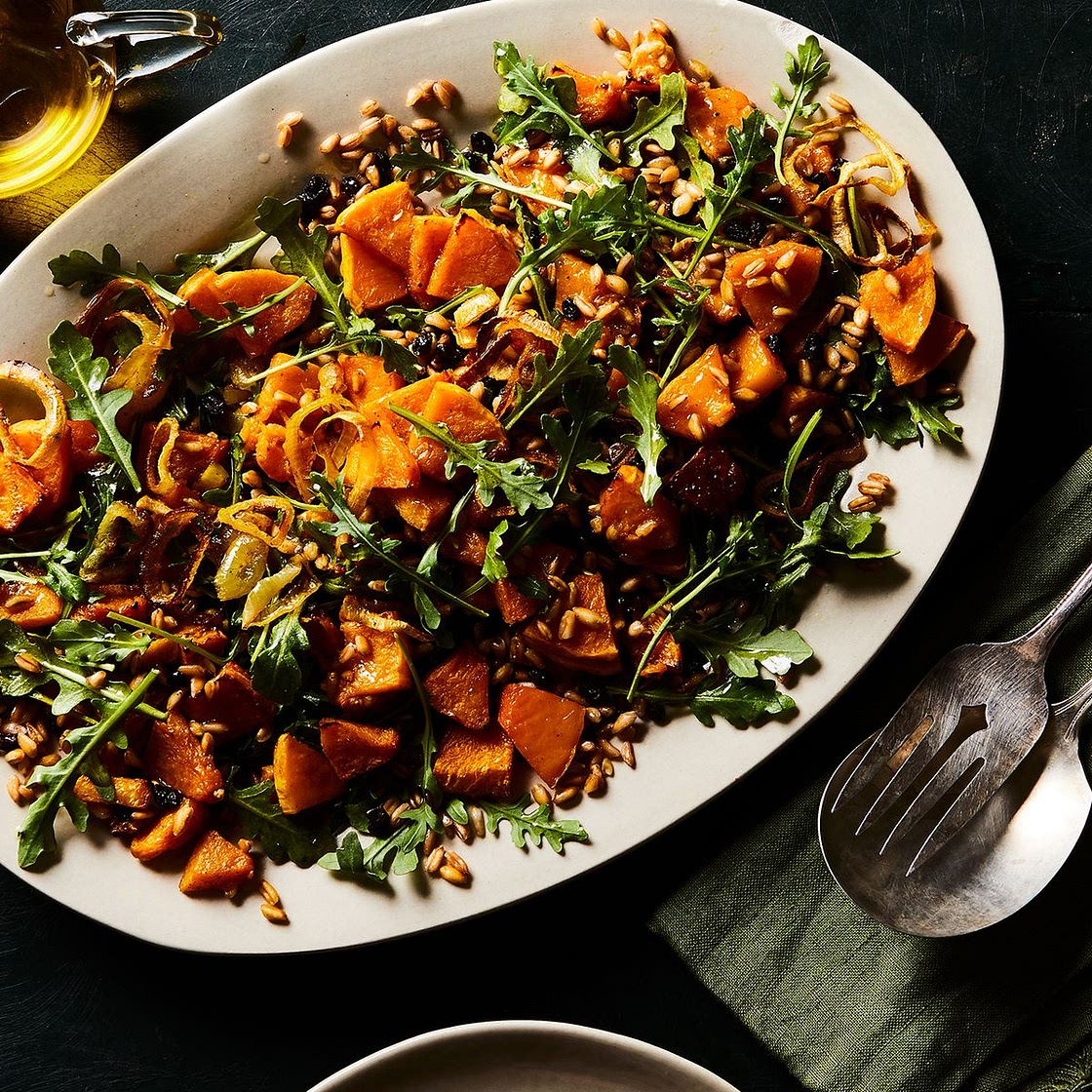 Roasted Butternut Squash & Toasted Farro Salad with Curried Brown Butter