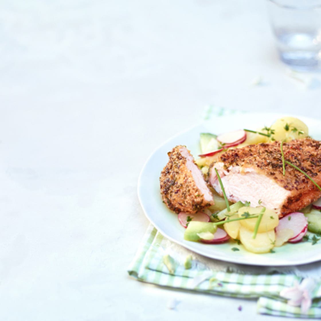 Pouletbrust in Kräuterpanade