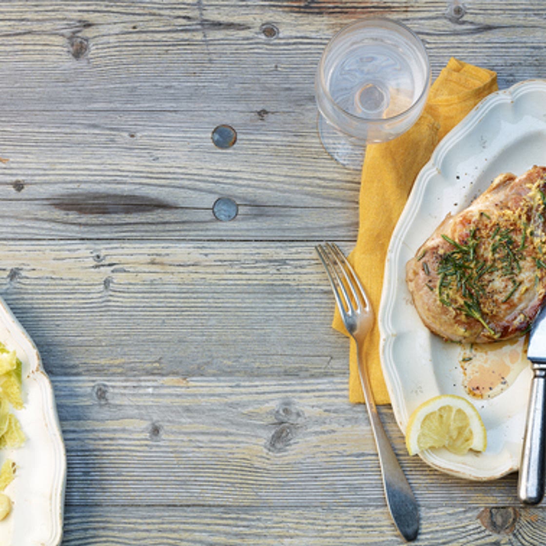 Schweinskotelett mit Rosmarin-Senf-Marinade