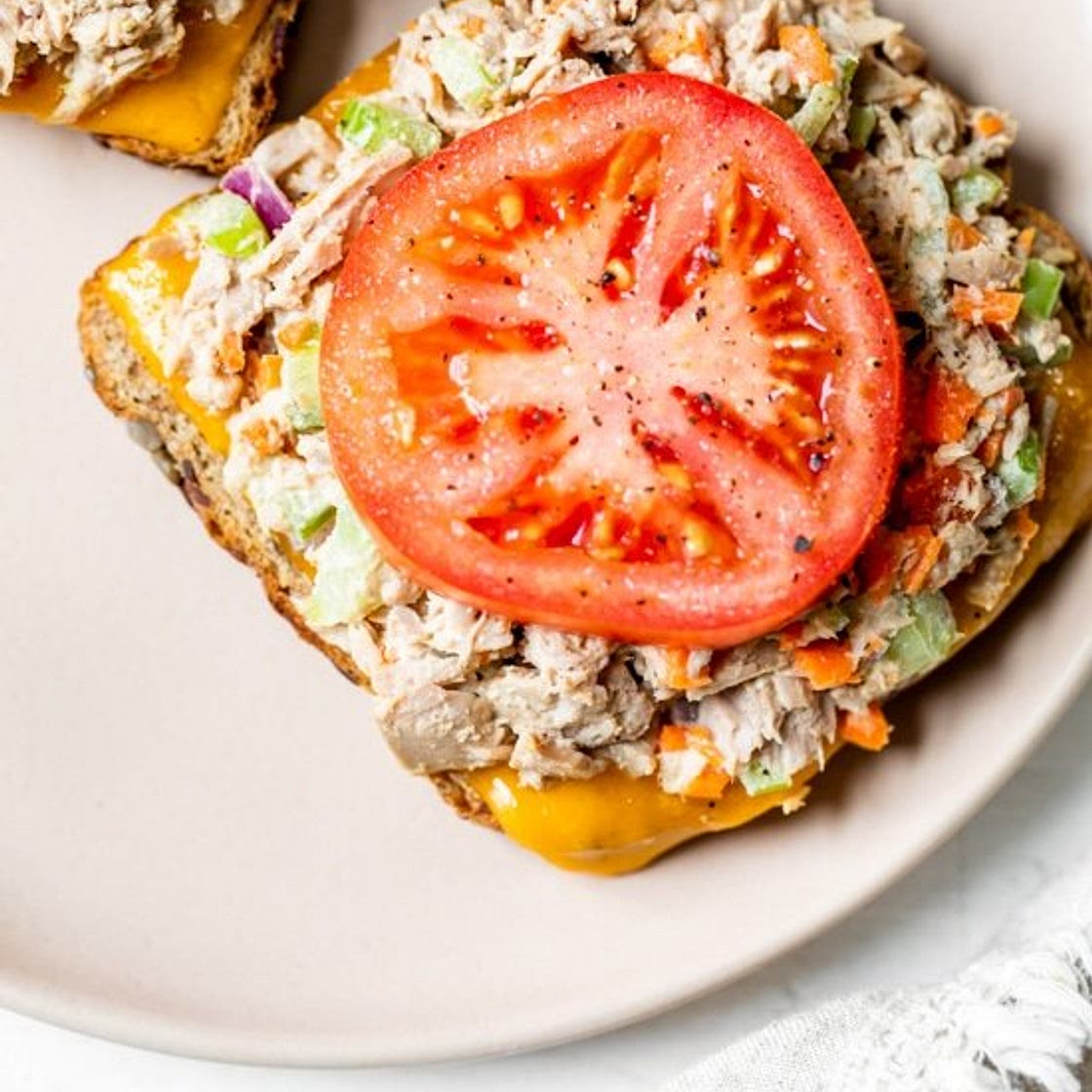 Open-Faced Tuna Melt Sandwich