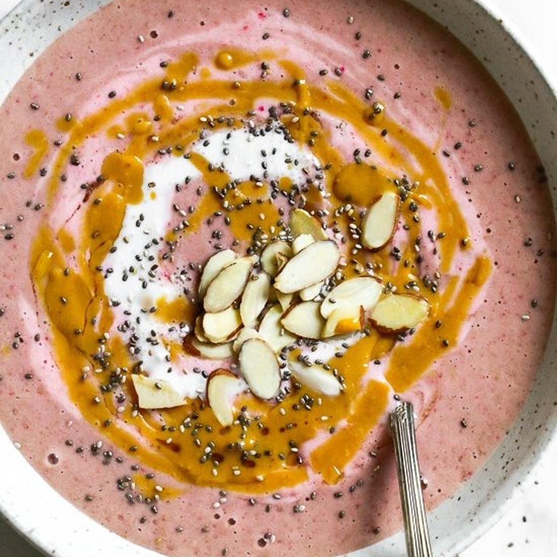 Strawberry Peanut Butter Swirl Smoothie Bowls