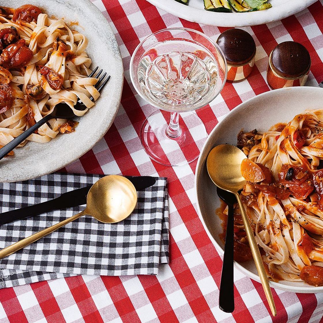 Fettuccine with mussel ragu