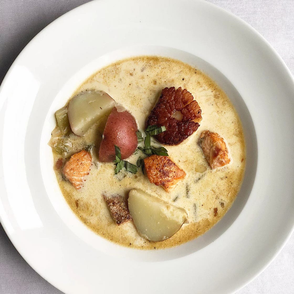 Salmon Crab and Corn Chowder