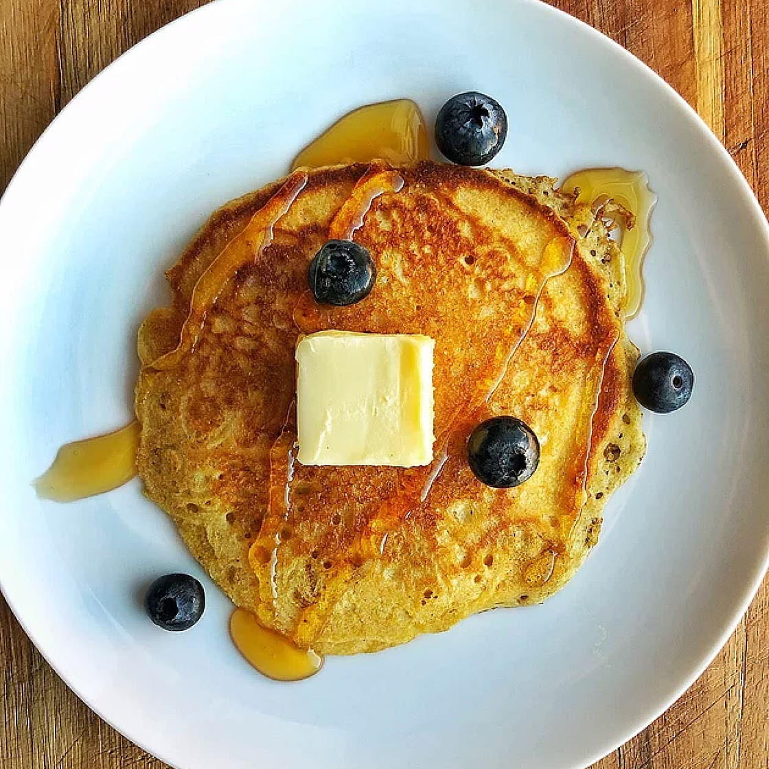 Rosemary Blueberry Cornmeal Pancakes