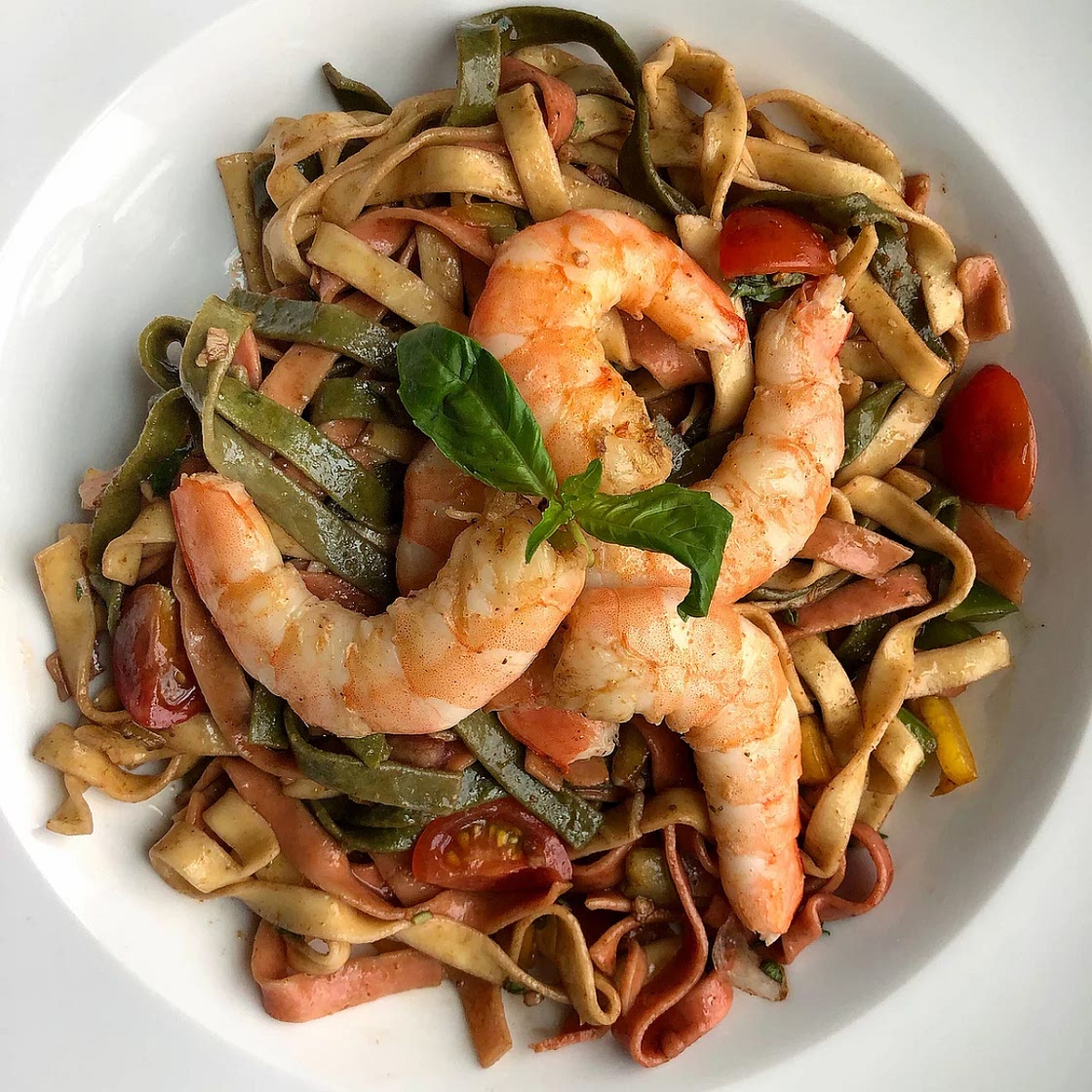 Tri Color Pasta with Shrimp