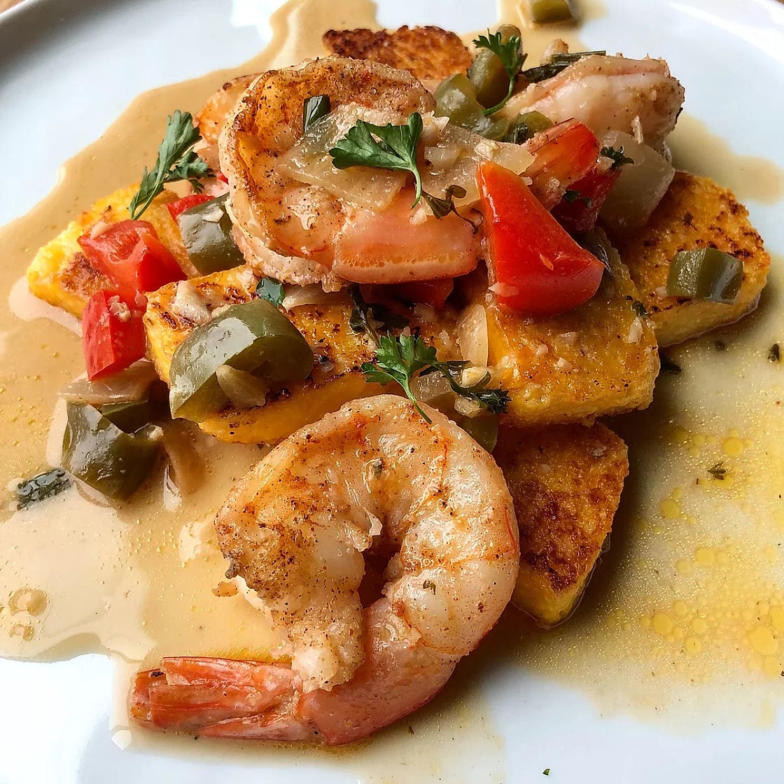 Shrimp and Fried Polenta