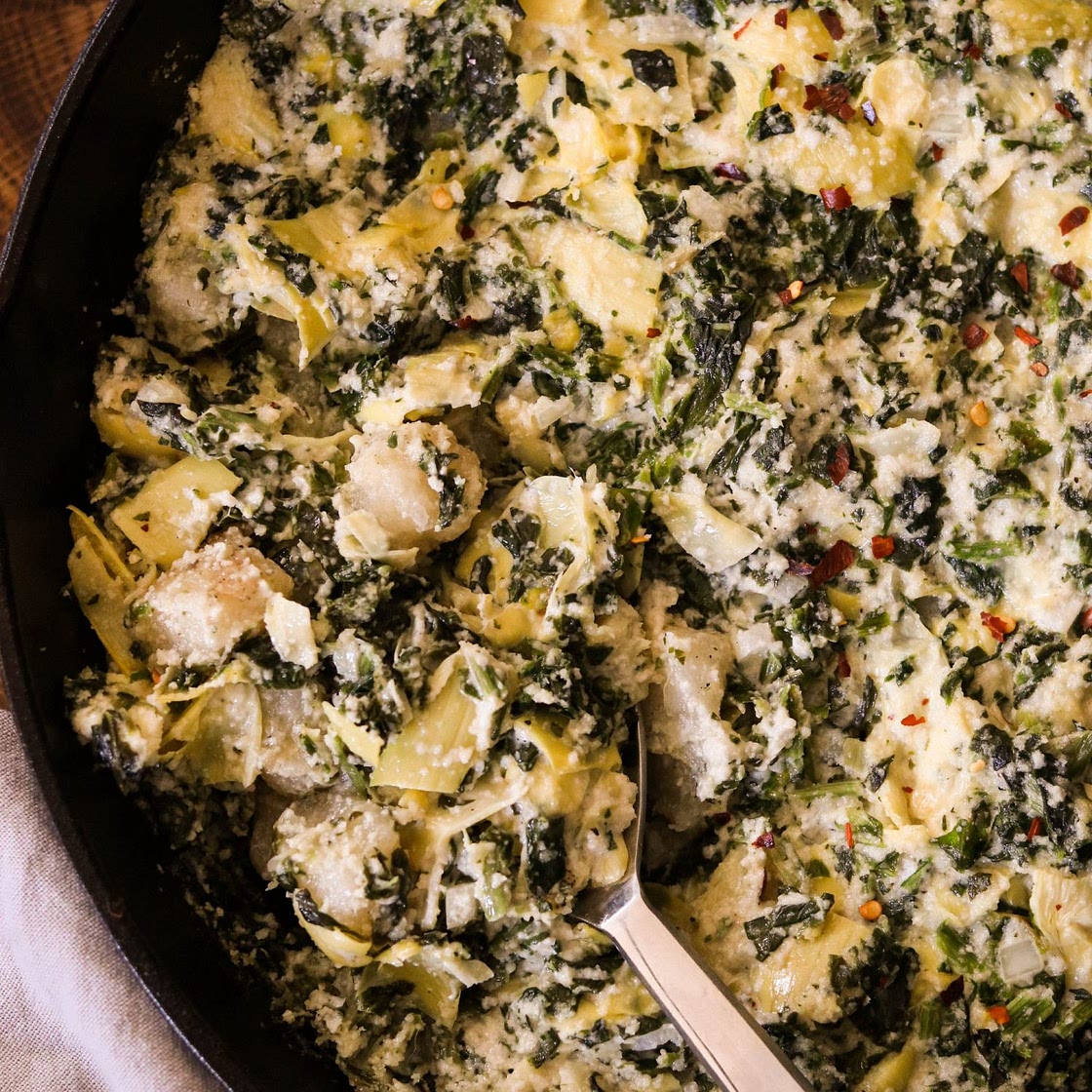 Spinach and Artichoke Baked Gnocchi Casserole (Paleo, Vegan)