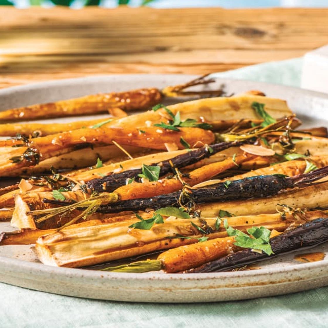 Thyme-Roasted Parsnip & Baby Rainbow Carrots with Honey-Garlic Glaze | Serves 2