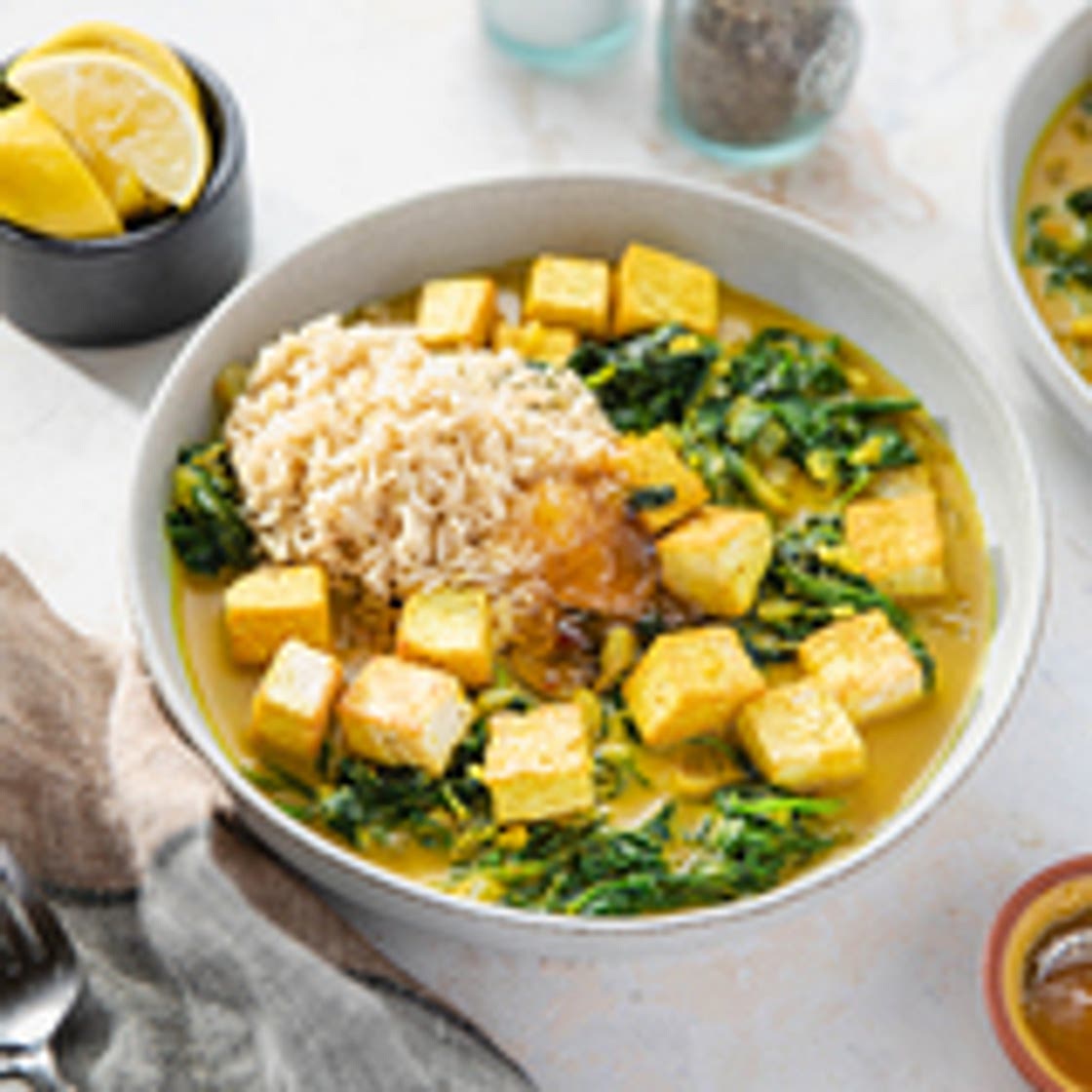 Tofu Palak Paneer with Brown Basmati & Mango Chutney