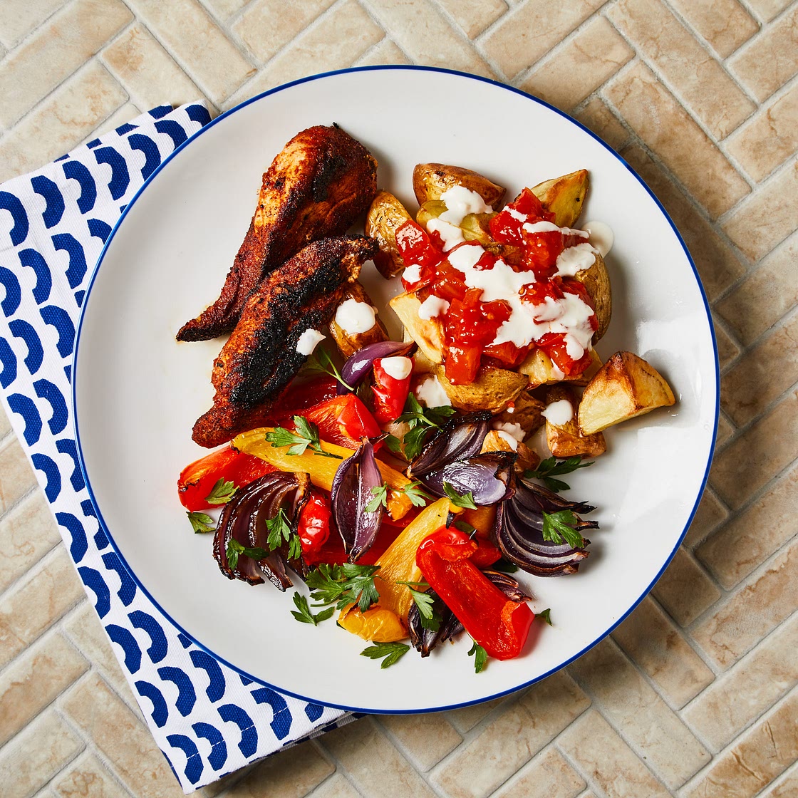 Smoky Spanish Chicken, Patatas Bravas & Aioli