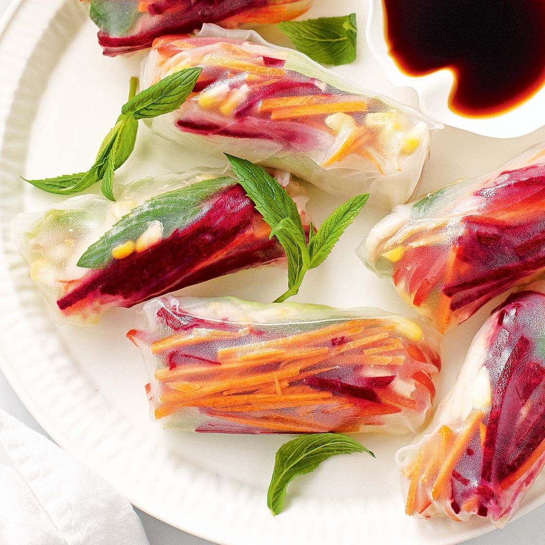 Chicken and vegetable rice paper rolls