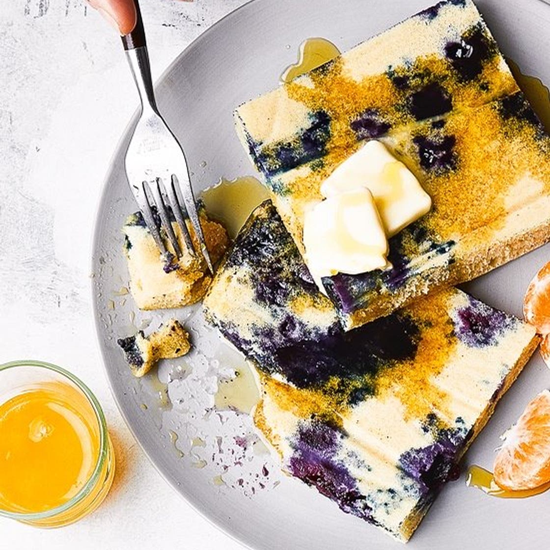 Lemon Blueberry Buttermilk Sheet Pan Pancakes
