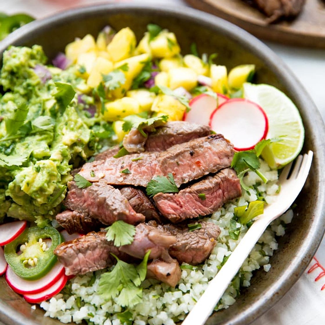 Steak Taco Bowls (Street Taco Inspired, Whole30, Paleo)
