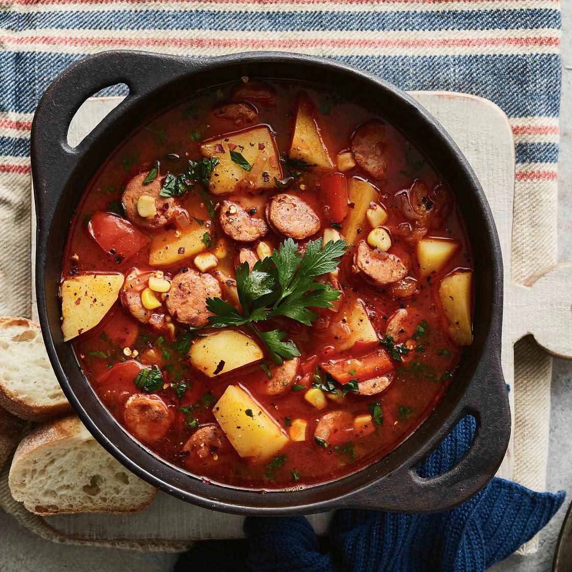 One-pot Spanish chorizo and sweet potato soup recipe