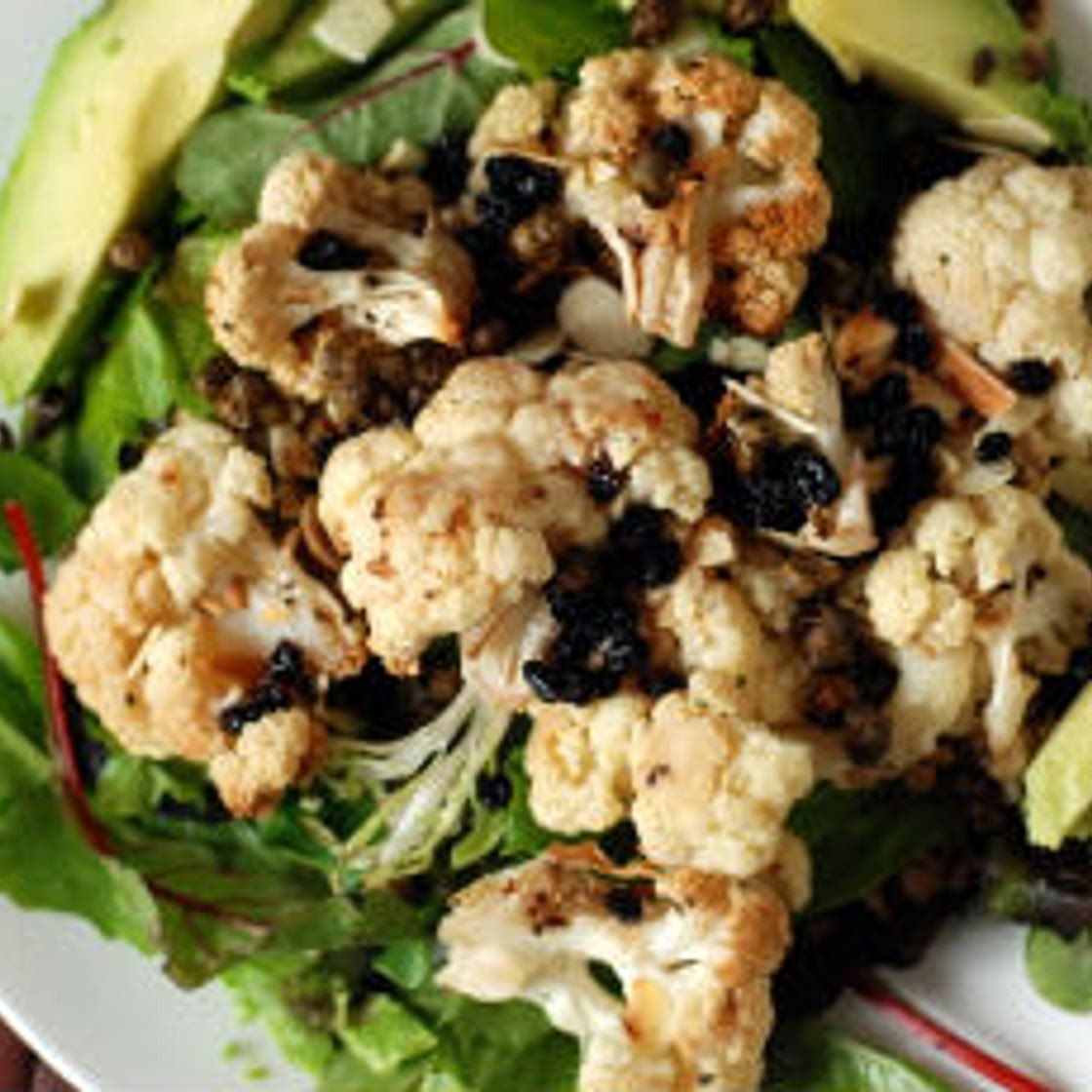 Roasted Cauliflower Salad with Fried Capers and Pickled Currants