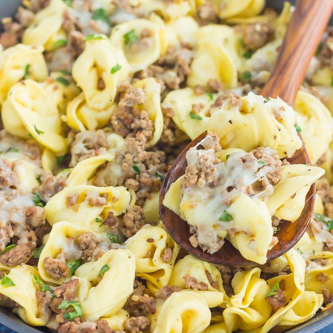 Cheesy Beef Tortellini Skillet