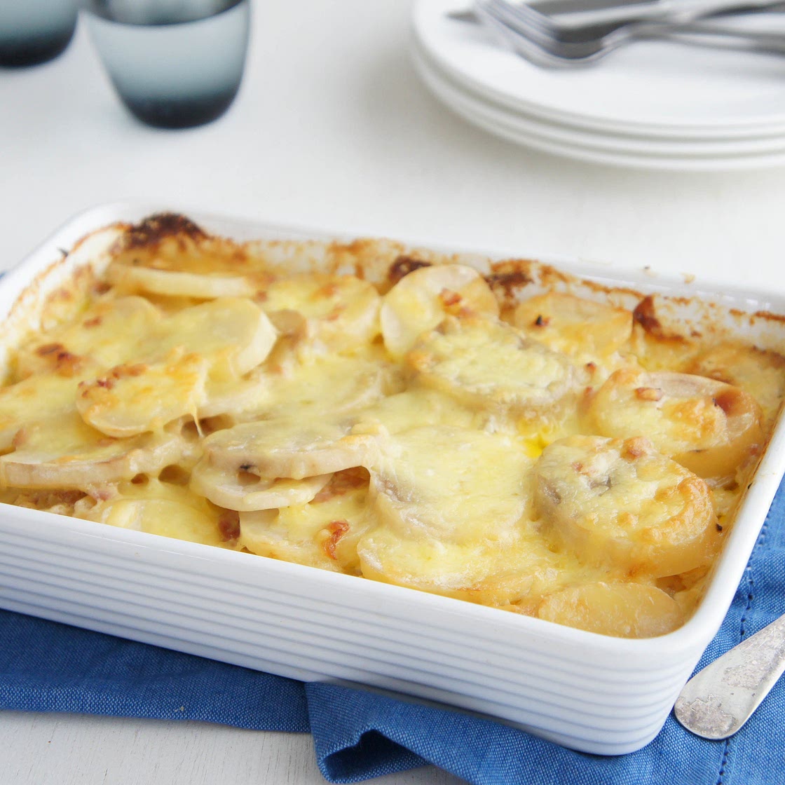 Potato Bacon Onion and Garlic Bake Recipe