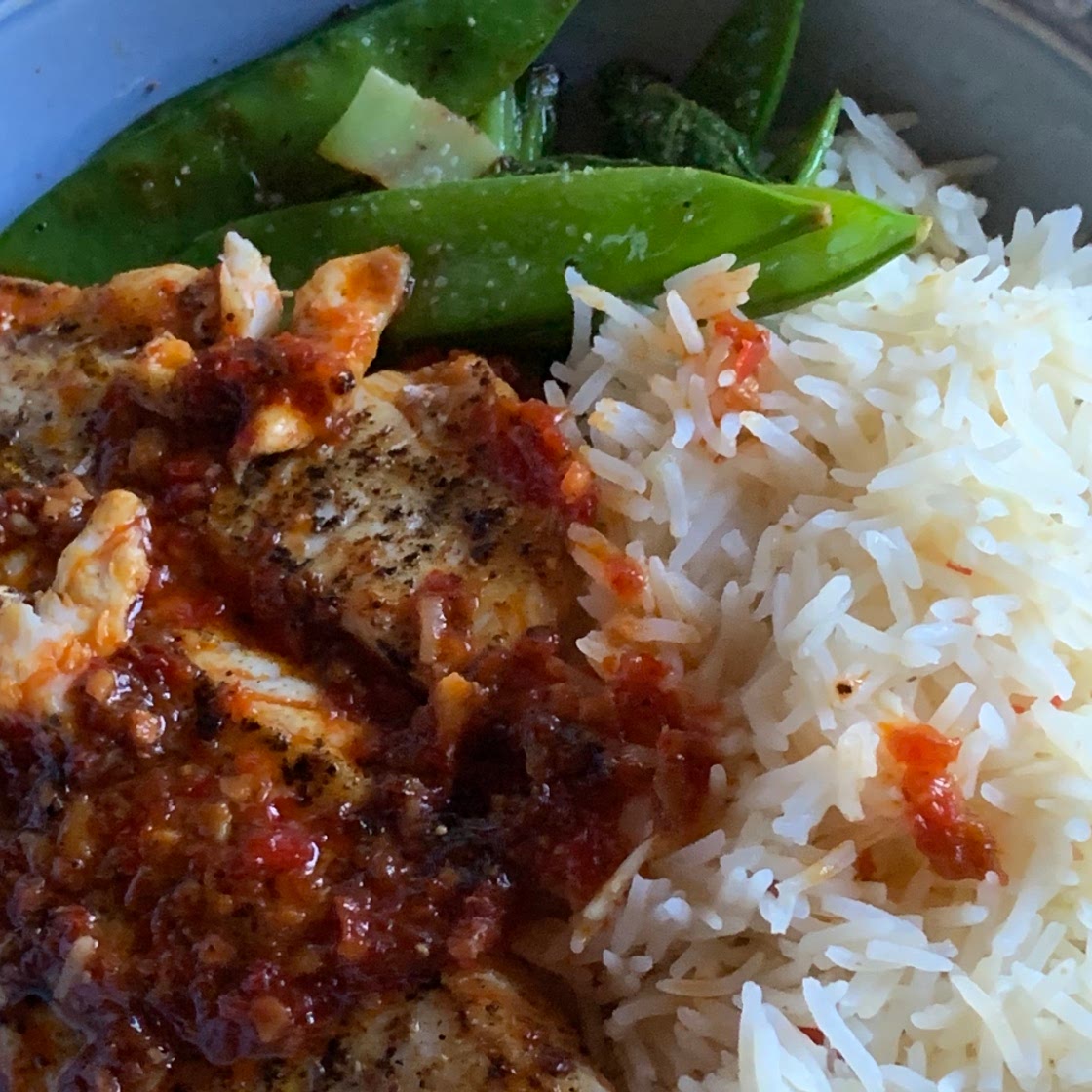 Szechuan snapper with chilli garlic rice (low sodium)