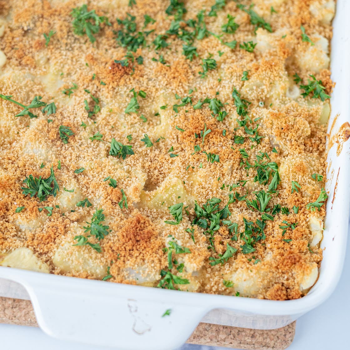 Cheesy Vegan Cauliflower Potato Casserole (oil-free, gf)