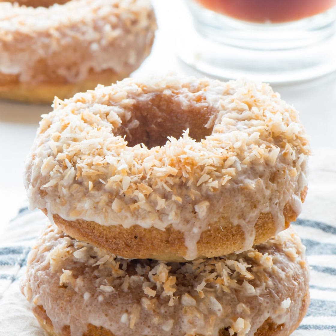 Vegan Baked Toasted Coconut Donuts