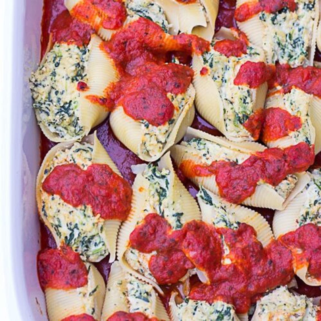 Vegan Stuffed Jumbo Shells with Spinach