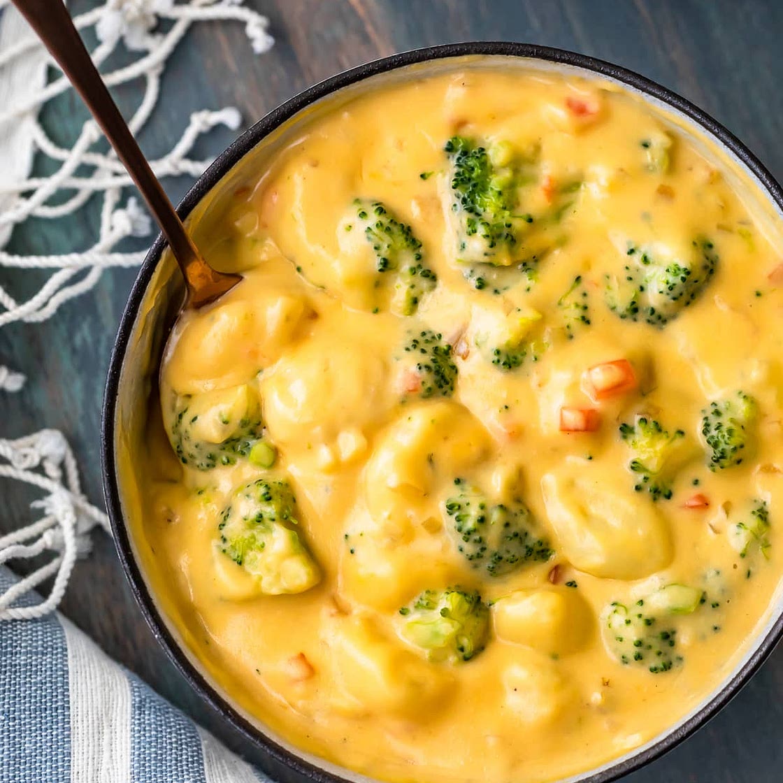 Broccoli and Cheese Soup with Gnocchi