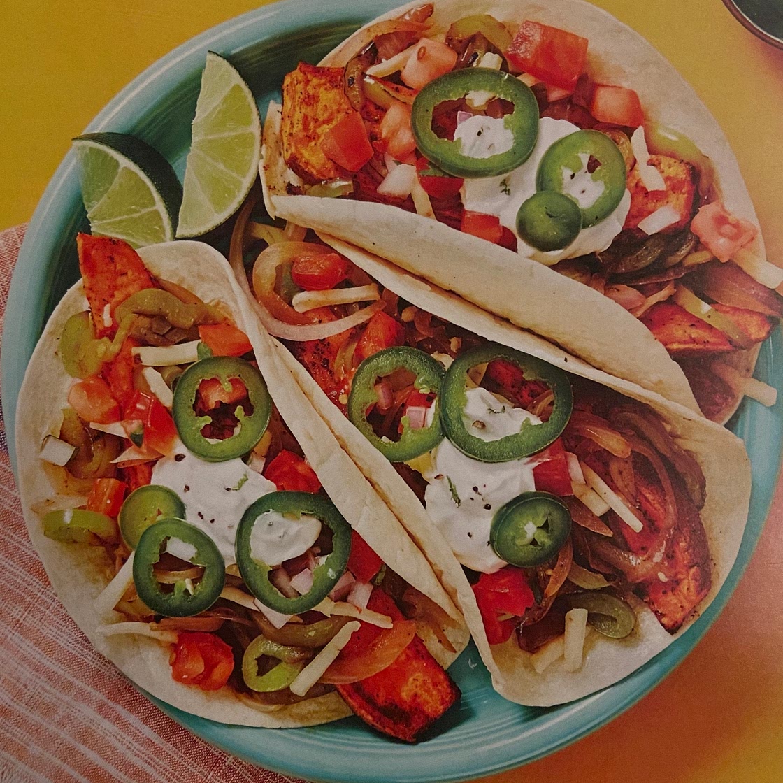 Sweet Potato Fajitas with pickled jalapeños 