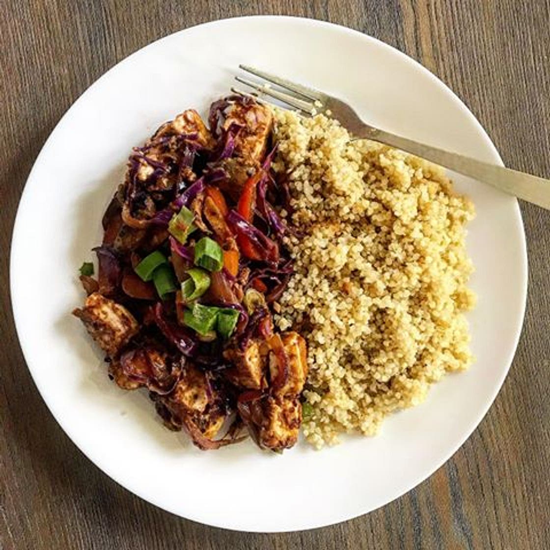 Peanut veggie tofu stir fry
