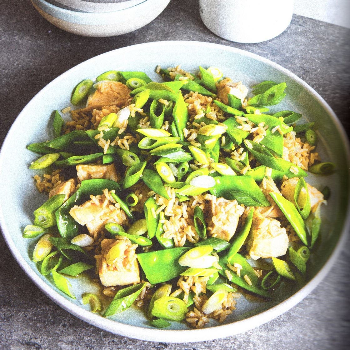 Chicken and Brown Rice with Snow Peas