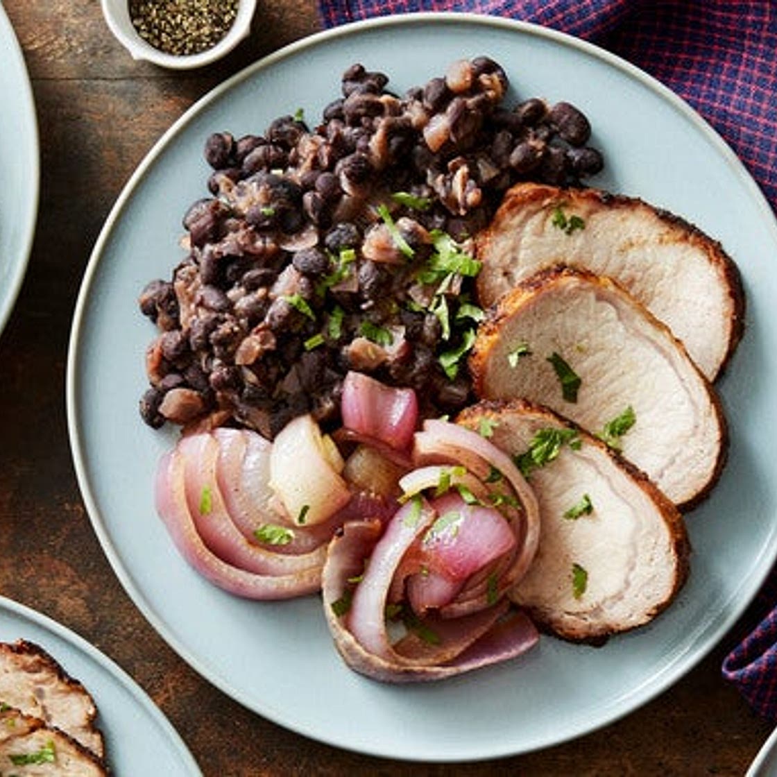 Top Chef Spiced Pork with Sweet Red Onions & Black Beans