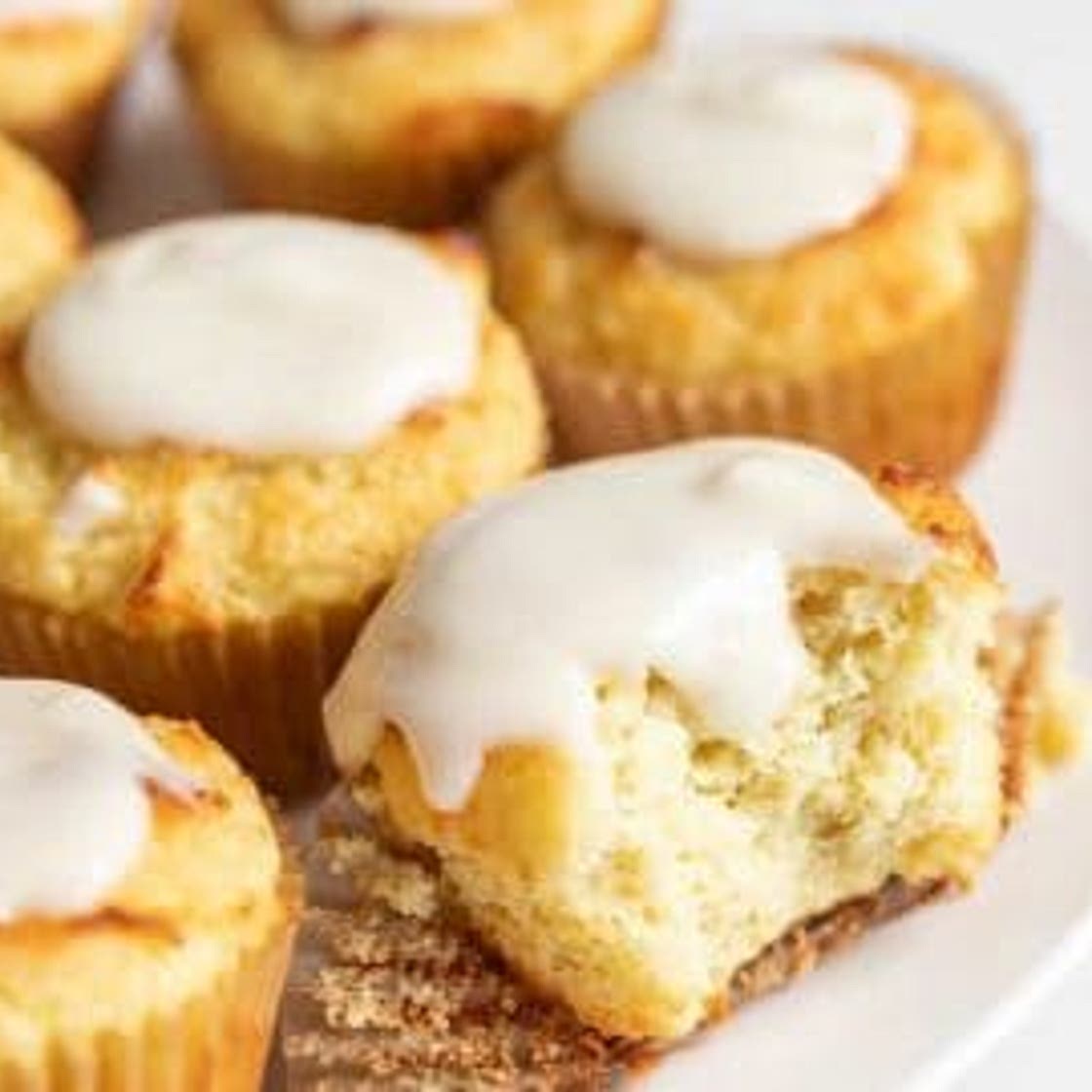 Keto Lemon Pound Cake Muffins with Lemon Glaze