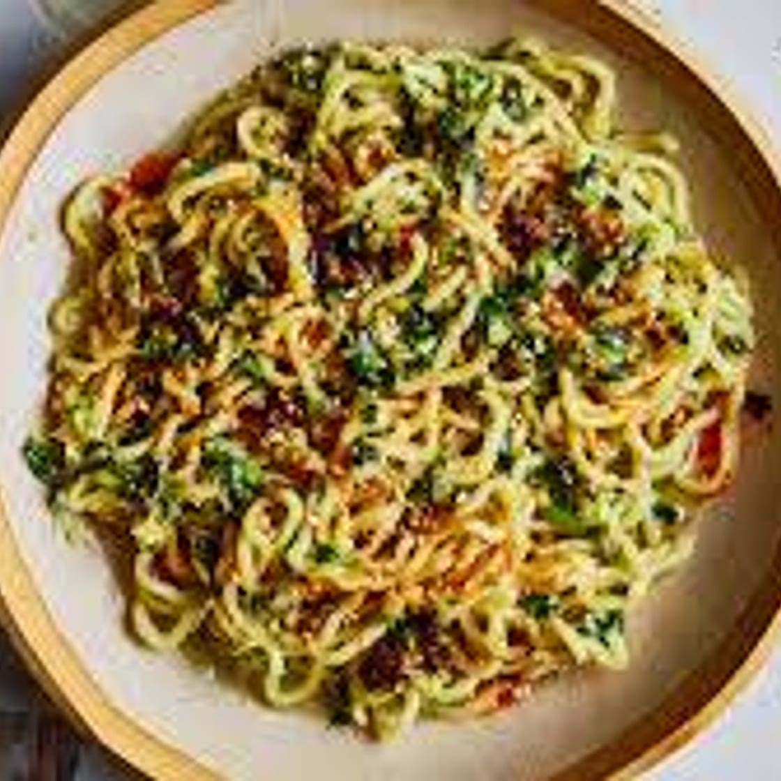 Ginger Scallion Noodles with Black Sea Bass