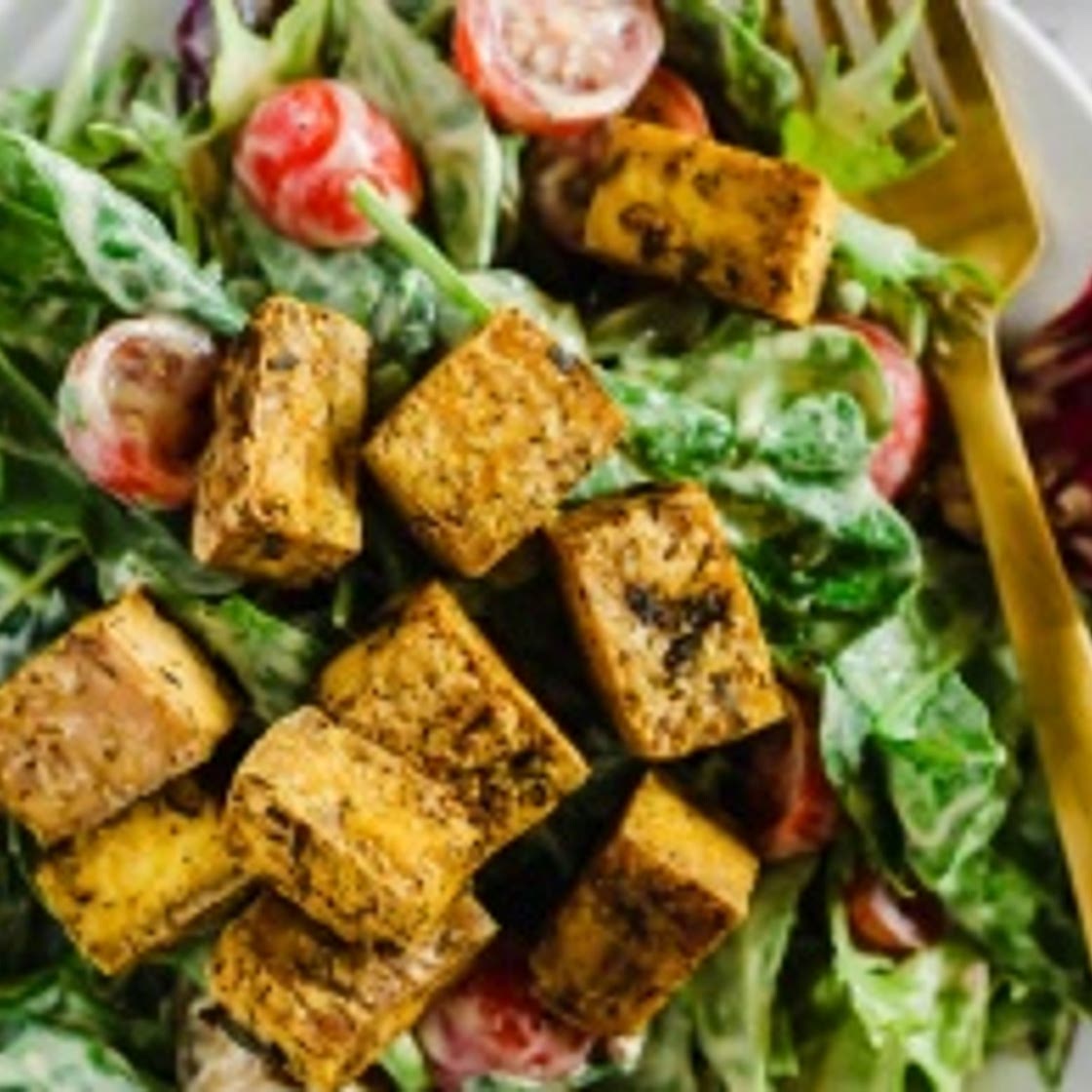 Crispy Tofu Caesar Salad (vegan & gluten-free)