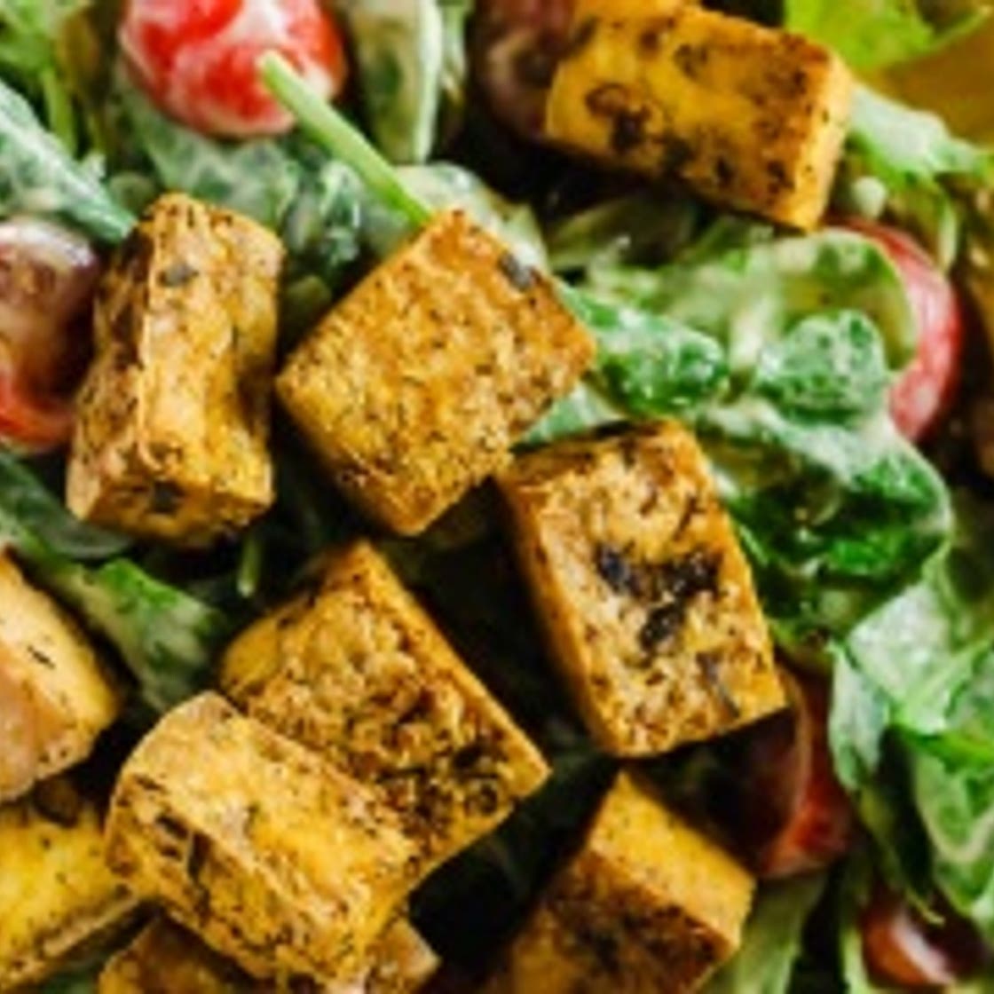 Crispy Tofu Caesar Salad (vegan & gluten-free)