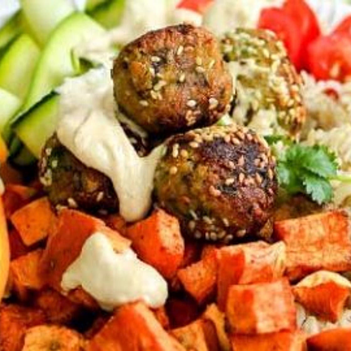 Falafel Bowls with Brown Rice and Tahini Sauce