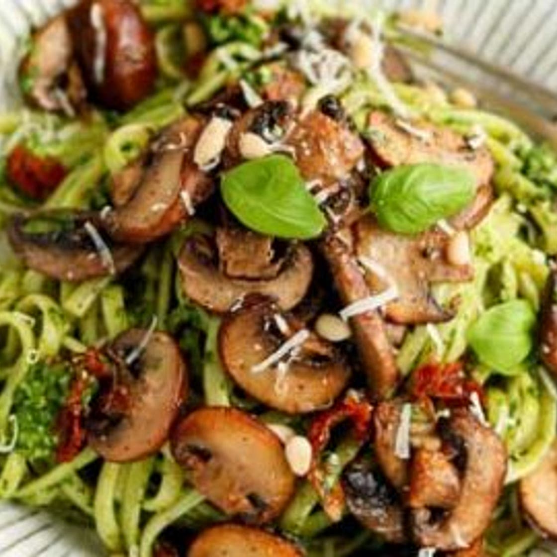 Mushroom Pesto Pasta
