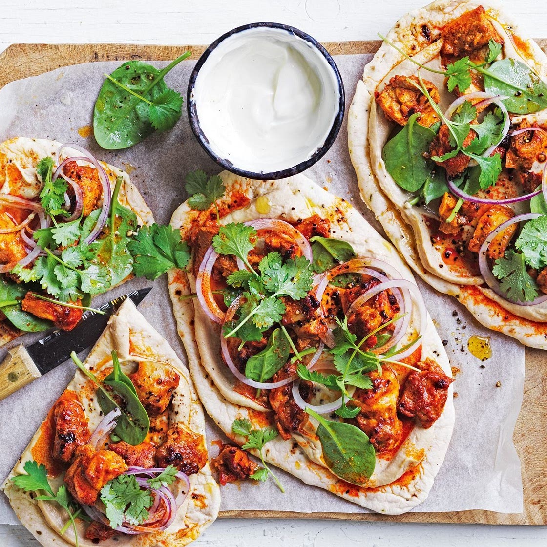 Tandoori chicken with flatbread recipe