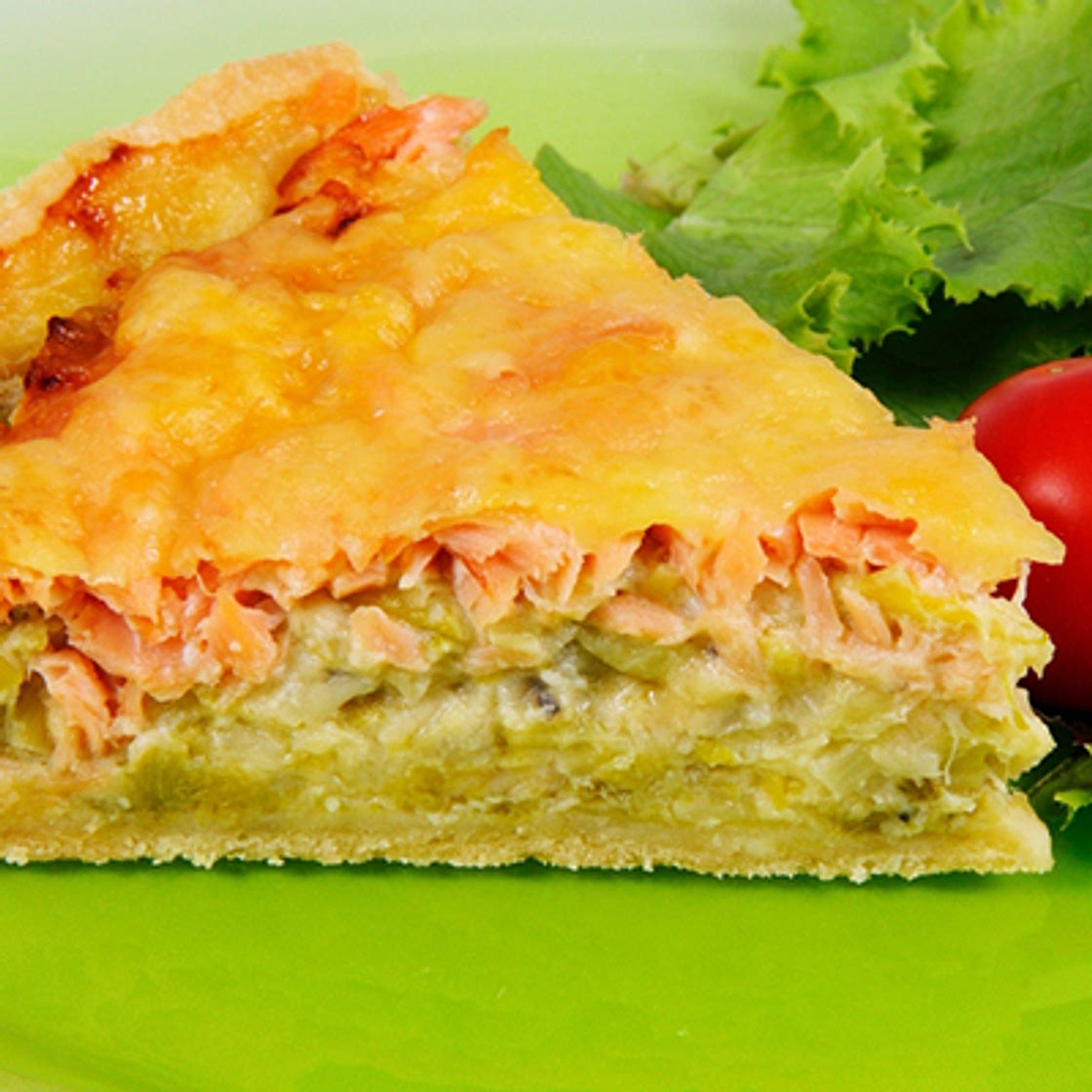 Quiche aux poireaux et au saumon