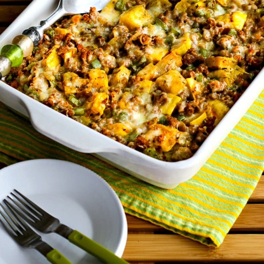 Delicata Squash and Sausage Gratin