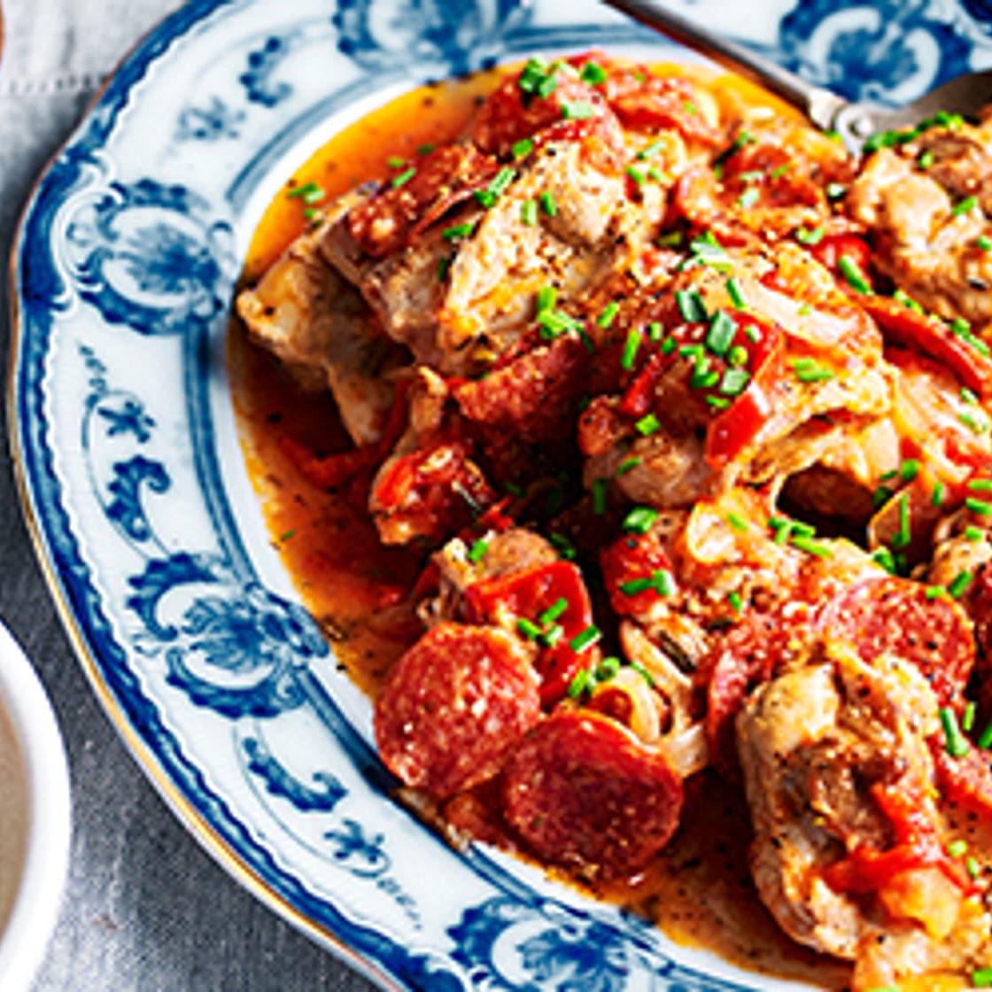 Slow cooker Italian style chicken with tomatoes and pepperoni