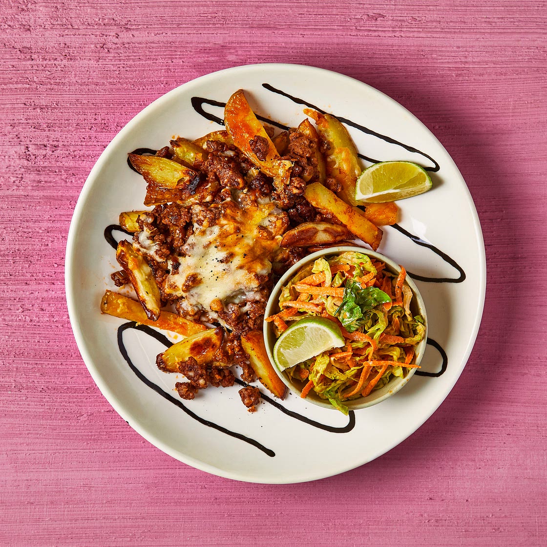 Loaded Beef Chilli Cheese Fries & Zesty Slaw