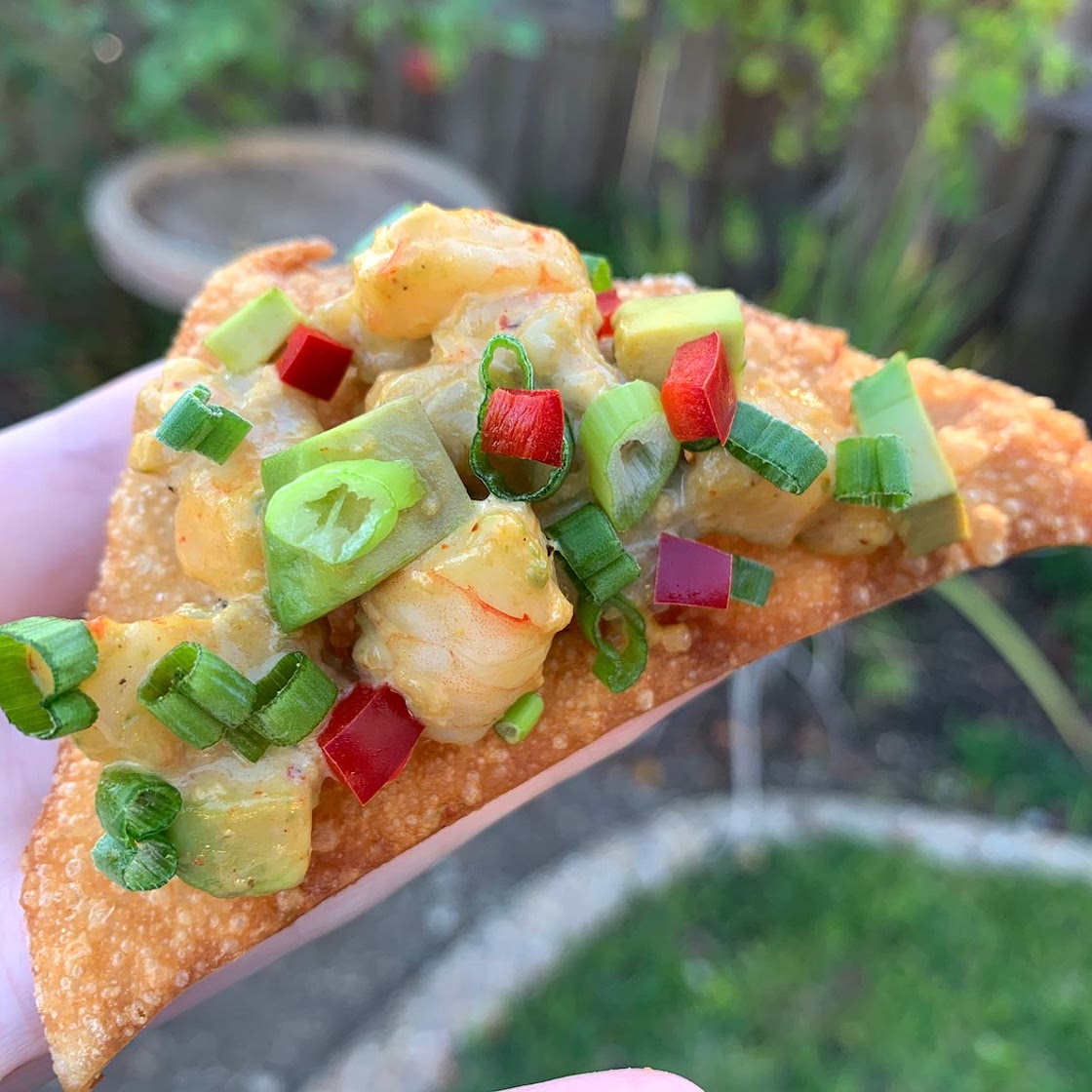 Spicy Shrimp & Avocado Wonton Bites