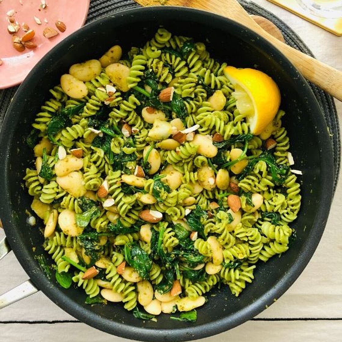 Spinach, Pesto and Butter Bean Pasta
