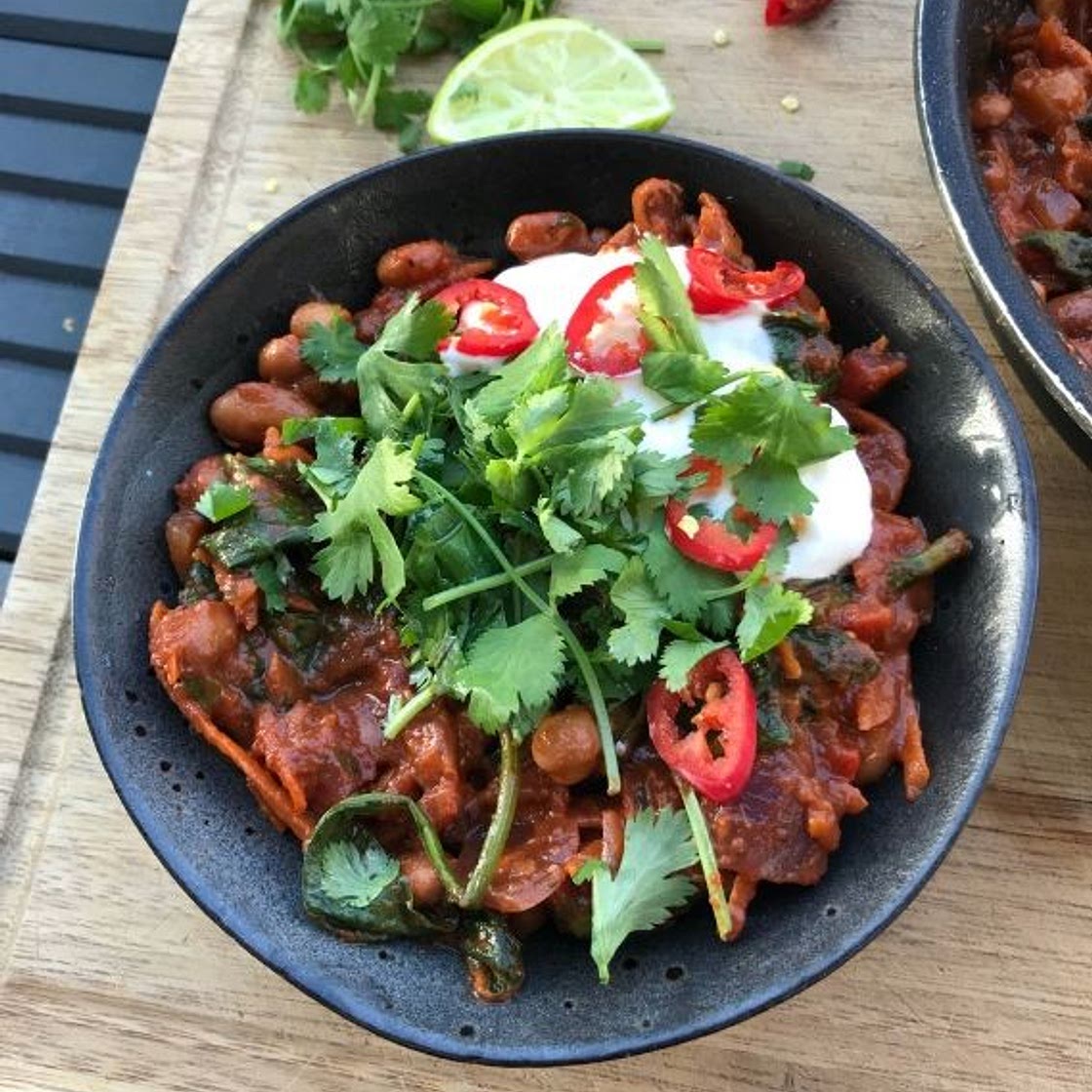 One-Pot Spinach and Mixed Bean Chilli