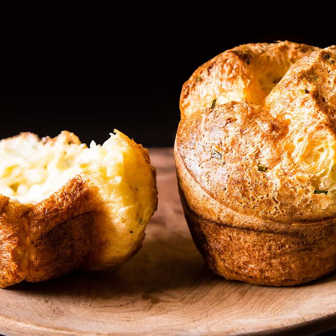 Black Pepper Popovers with Chives and Parmesan