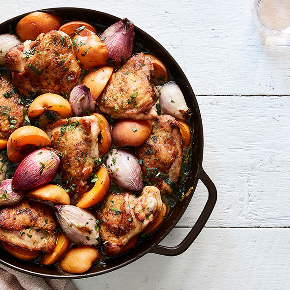 Skillet Chicken with Apricots and Fresh Herbs