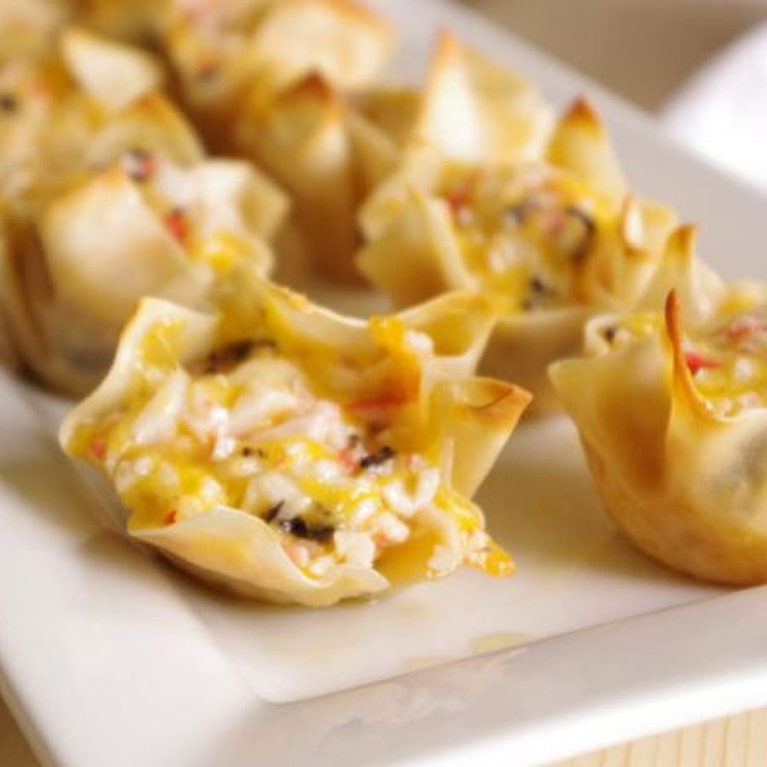Crab and Cheddar Baked Wonton Purses