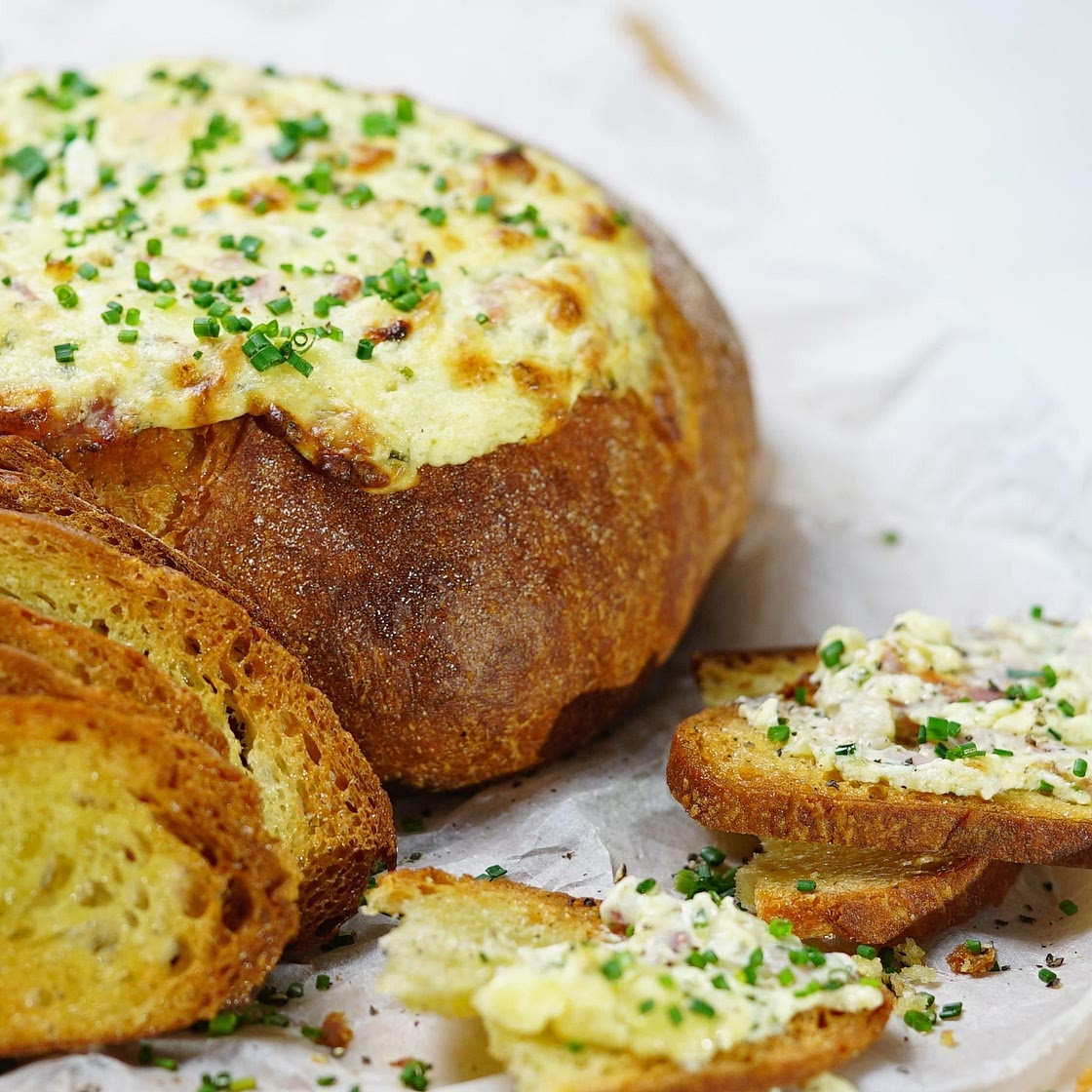 Cheese and bacon cob loaf